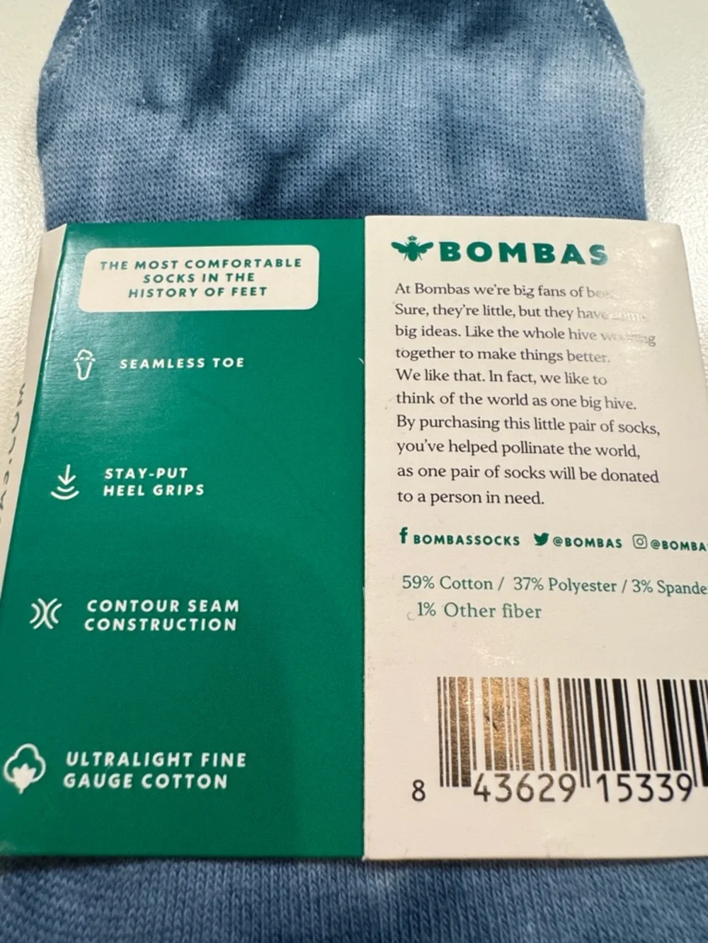 Bombas NWT Tie Dye No Show Socks 2 PR 1PR-GRN 1PR-BLU SZ: LRG Fits women 7-9